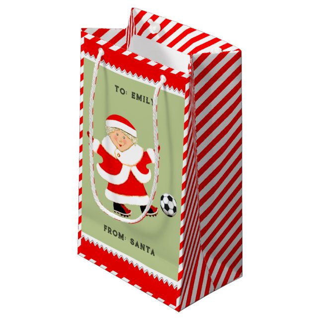Niedlich Fußball Weihnachten Kleine Geschenktasche Kleine Geschenktüte (Vorderseite Schrägansicht)