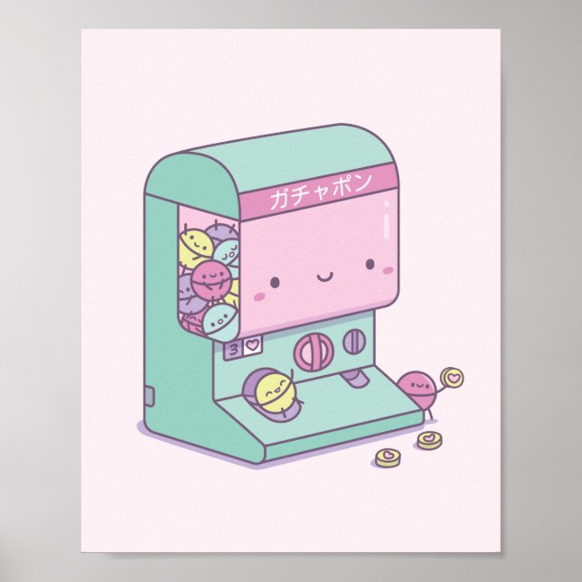 Niedlich Gachapon Kapselspielzeug Maschine Japan D Poster (Vorne)