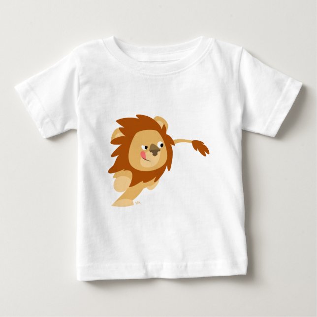 Niedlich Galloping Cartoon Lion Baby T - Shirt (Vorderseite)