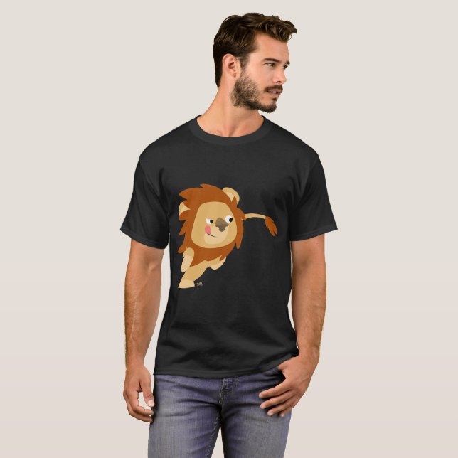 Niedlich Galloping Cartoon Löwe T - Shirt (Vorne ganz)
