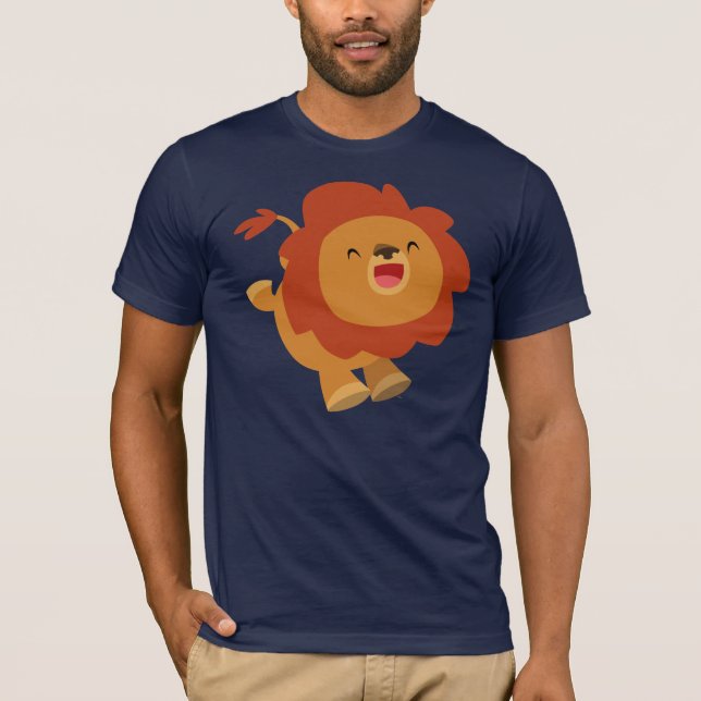 Niedlich Gamboling Cartoon Lion T - Shirt (Vorderseite)