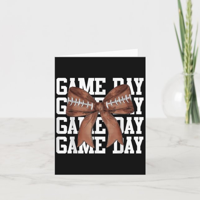 Niedlich Game Day Coquette Bow Football Liebhaber  Karte (Vorderseite)