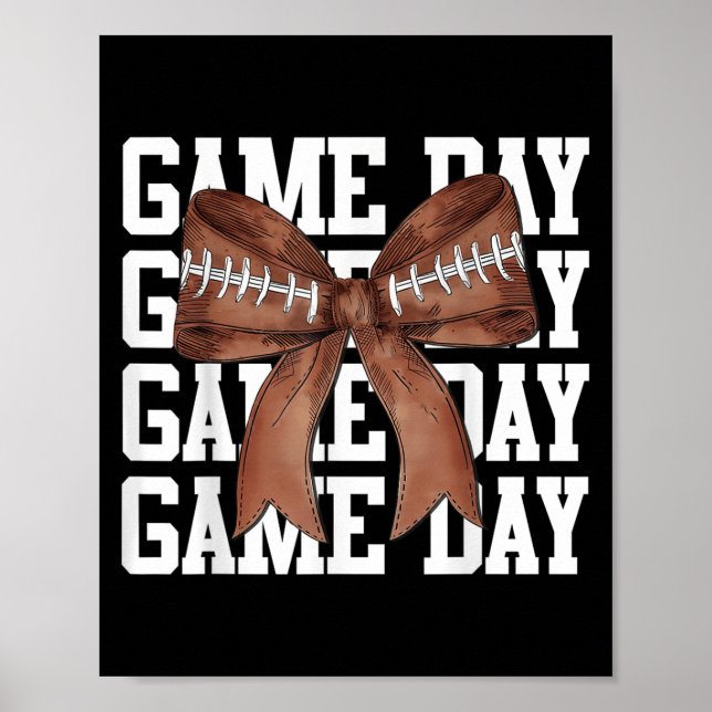 Niedlich Game Day Coquette Bow Football Liebhaber  Poster (Vorne)