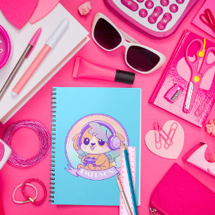 Niedlich Gamer Girl Kawaii Hund mit Flügeln in Bab Notizblock
