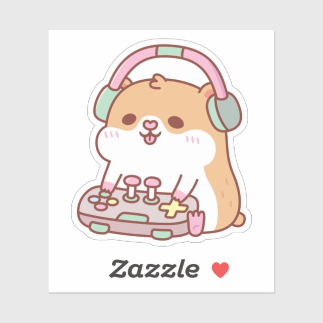 Niedlich Gamer Hamster-Videospiele Aufkleber (Blatt)