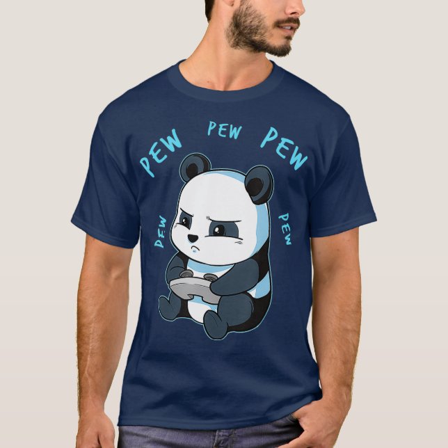 Niedlich Gaming Panda Video Game Computer Player T-Shirt (Vorderseite)