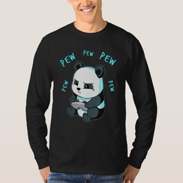Niedlich Gaming Panda Video Game Computer Player T-Shirt (Vorderseite)