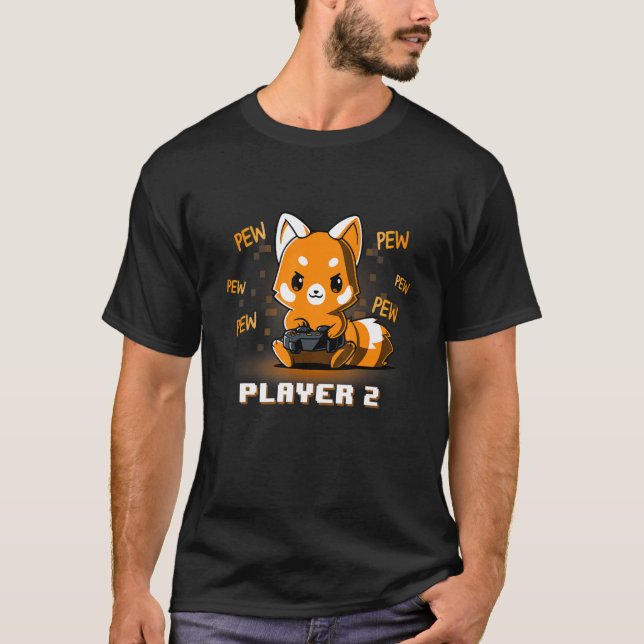 Niedlich Gaming Red Panda Pew Video Game Computer  T-Shirt (Vorderseite)