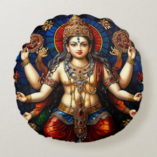 Niedlich Ganesh Blue Elephant God Round Cushion Pi Rundes Kissen