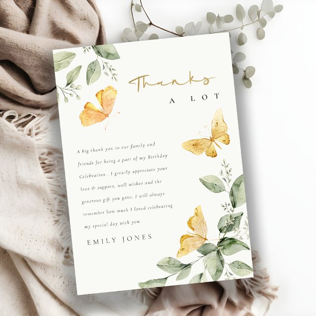 Niedlich Garden Foliage Butterflies Babydusche Dankeskarte (Von Creator hochgeladen)