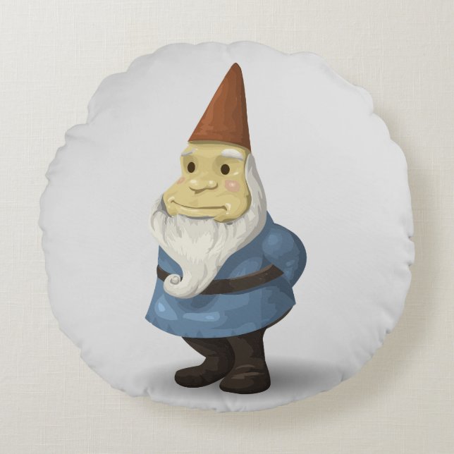 NIEDLICH GARDEN GNOME ROUND PILLOW RUNDES KISSEN (Vorderseite)