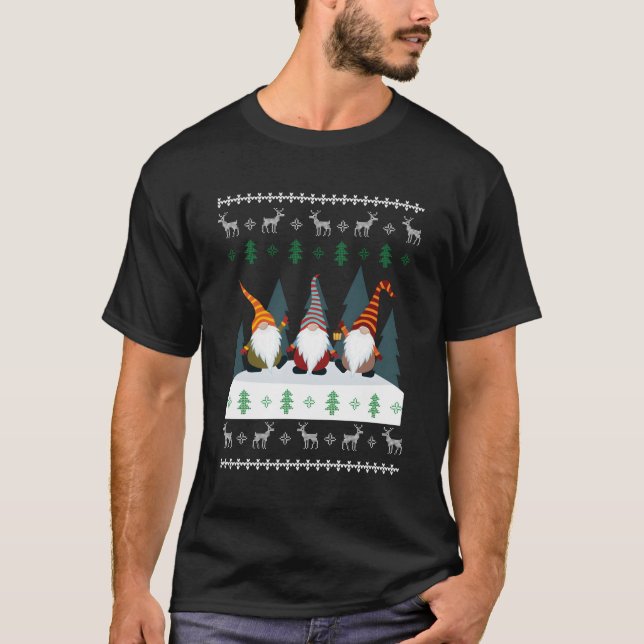 Niedlich Garden Gnomes Xmas Elf hässlich Weihnacht T-Shirt (Vorderseite)