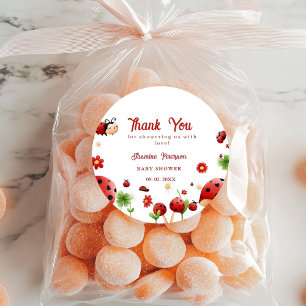 Niedlich Garden kleine Ladybug Babydusche Einladun Runder Aufkleber