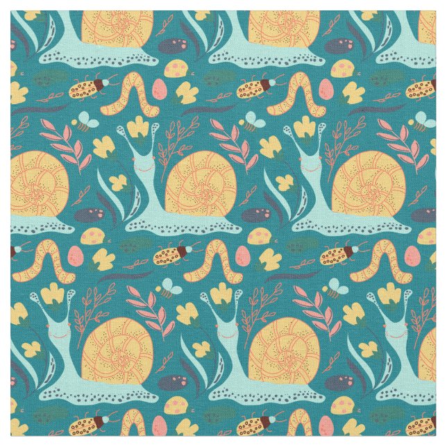 Niedlich Garden Snail Pattern Stoff (Nahaufnahme)