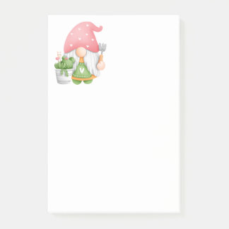 Niedlich Gärtner Grüner Pink Aquarellgarten Gnome  Post-it Klebezettel