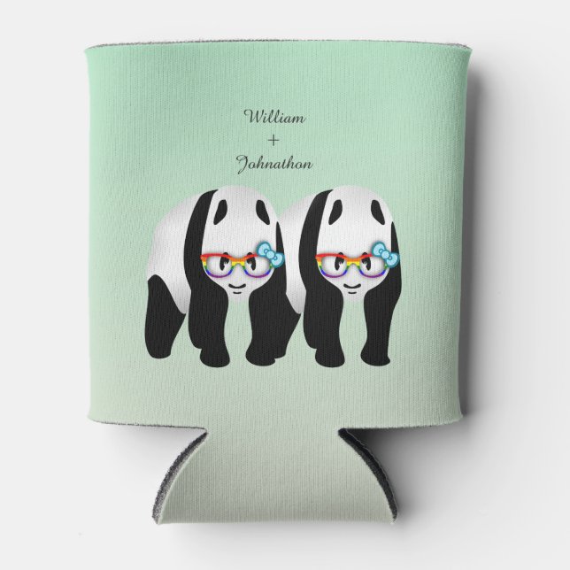 Niedlich Gay Pandas Rainbow Glasses Gastgeschenk H Dosenkühler (Vorderseite)