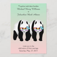 Niedlich Gay Pandas Rainbow Wear Glasses Einladung