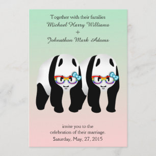 Niedlich Gay Pandas Rainbow Wear Glasses Einladung