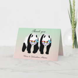 Niedlich Gay Pandas Rainbow Wearing Brillen Danke