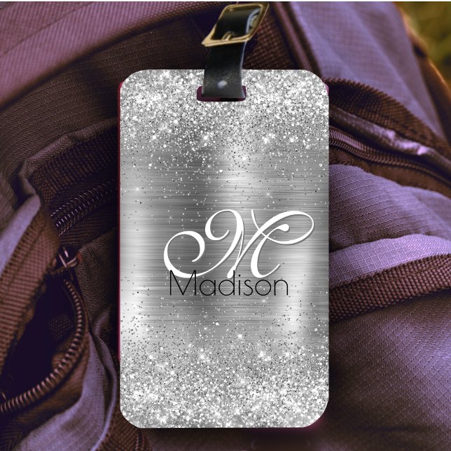 Niedlich gebürstetes Silbersilber-Imitat Glitzer M Gepäckanhänger (Von Creator hochgeladen)