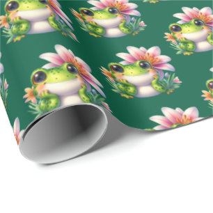Niedlich gefliester Froschliebhaber Party Geschenkpapier