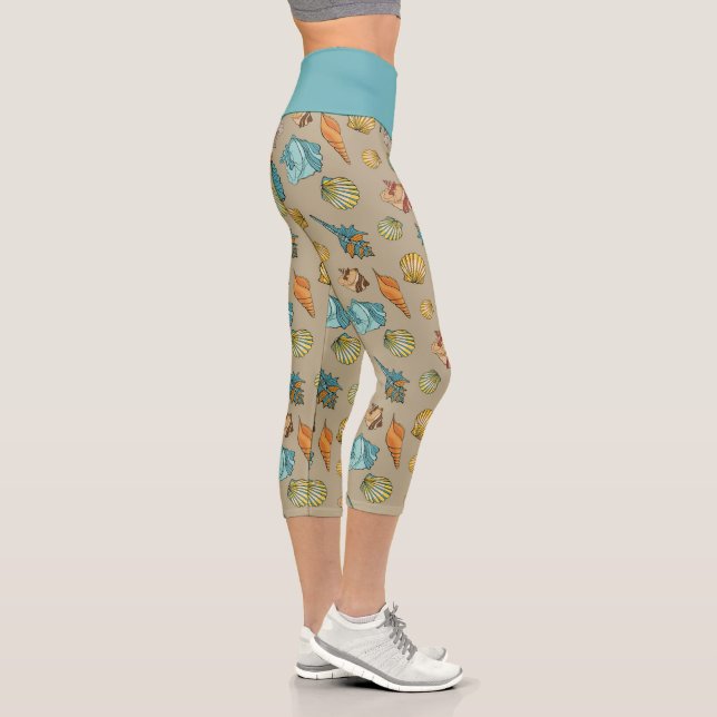 niedlich gefliestes Muschelmuster Capri Leggings (Rechts)