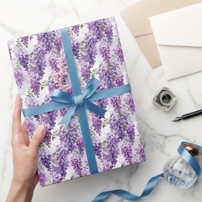 Niedlich gefliestes Wisteria-Muster Geschenkpapier (Schenken)