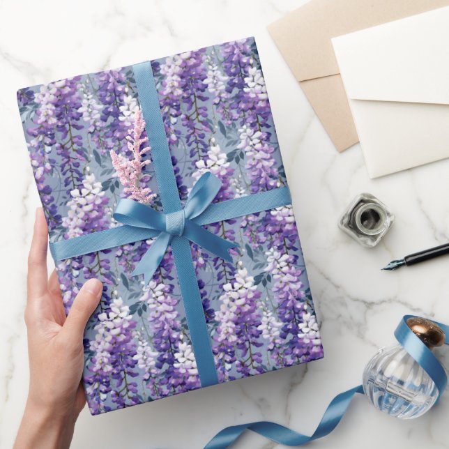 Niedlich gefliestes Wisteria-Muster Geschenkpapier (Schenken)