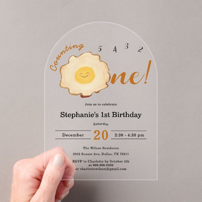 Niedlich gefrorenes Ei 1. Geburtstag Acryleinladungen (Insitu (Handheld))