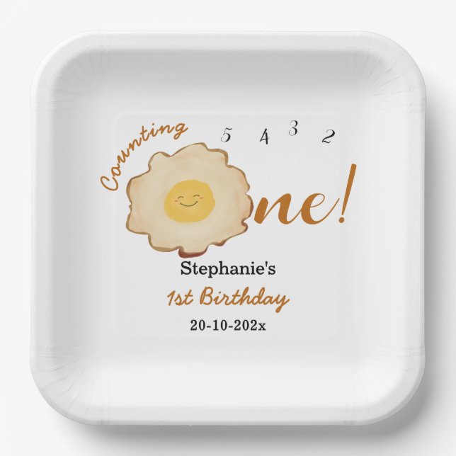 Niedlich gefrorenes Ei 1. Geburtstag Pappteller (Vorderseite)