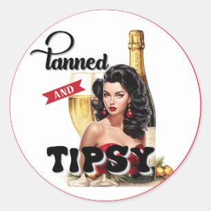 Niedlich gegerbt und Tipsy Pinup Runder Aufkleber