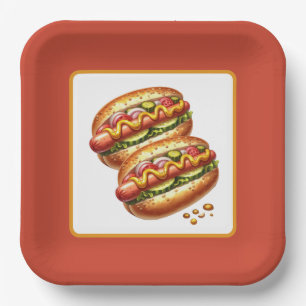 Niedlich gegrilltes Hotdog-Party Pappteller