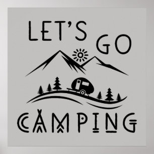 Niedlich gehen wir Camping Wortart Poster