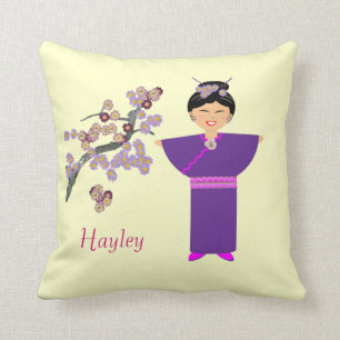 Niedlich Geisha Girl Blossom Personalisiert Pillow Kissen