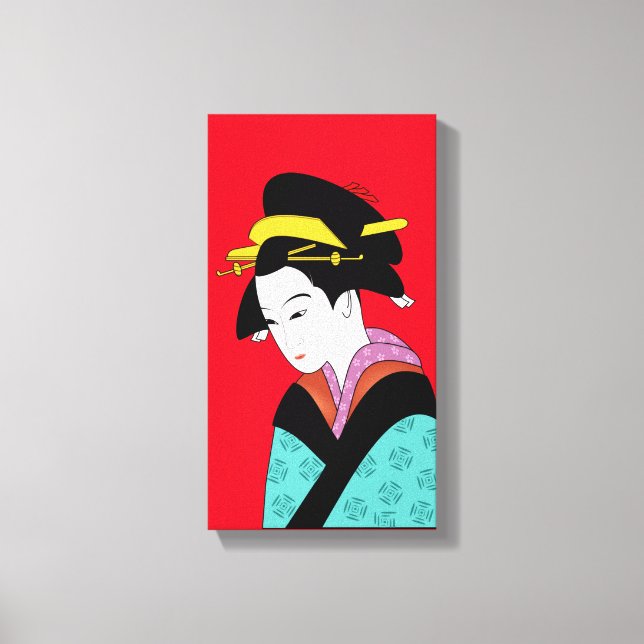 Niedlich Geisha japanische Kunst Leinwanddruck (Vorderseite)