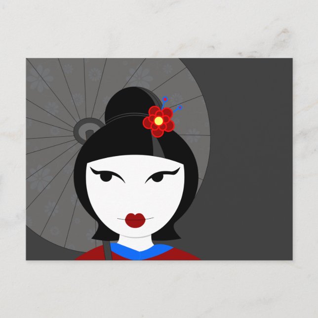 Niedlich Geisha Postkarte (Vorderseite)