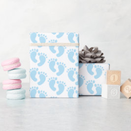 niedlich gekachelte blaue Füße Babydusche Geschenkpapier