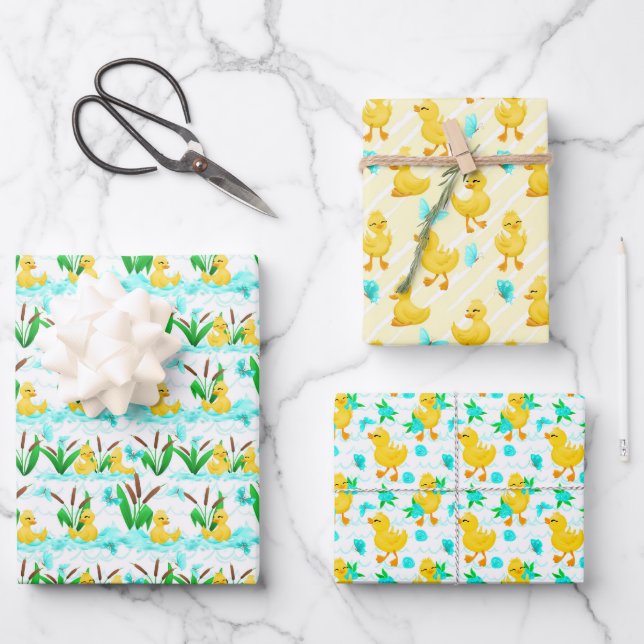 niedlich gekachelte Party-Wrapping Paper Sheets Geschenkpapier Set (Vorderseite)