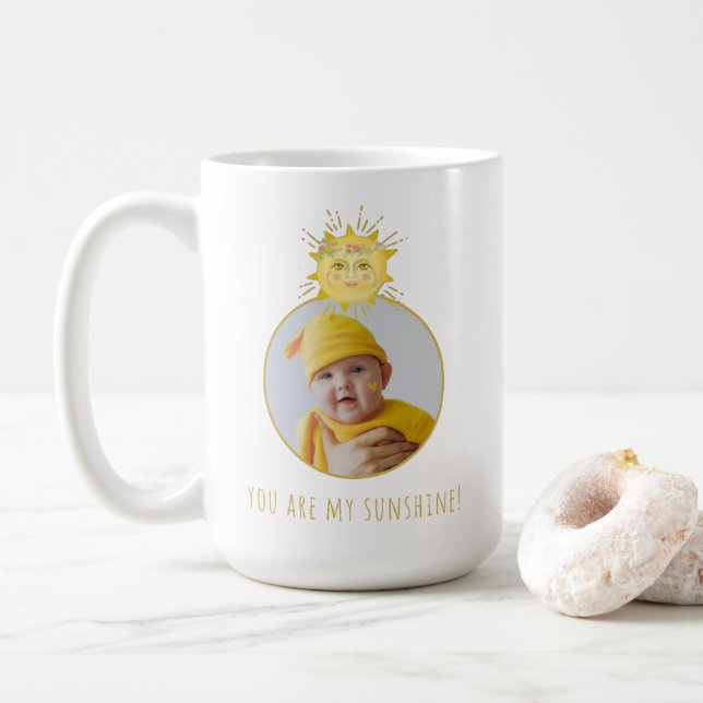 Niedlich Gelb bist du mein Sunshine Baby Foto Kaffeetasse (Mit Donut)