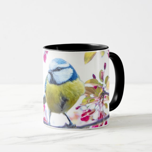 Niedlich Gelb & Blauer Vogel - Natur Tasse (VorderseiteRechts)