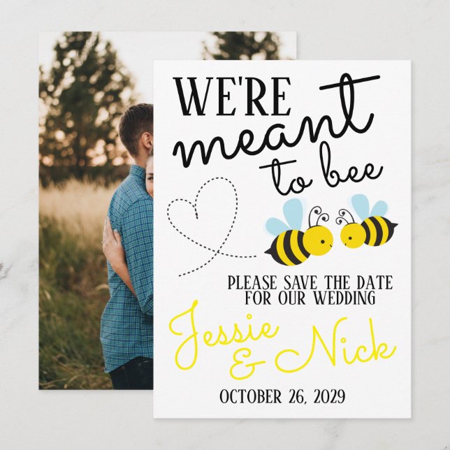 Niedlich-Gelb-Mittel Save the Date Einladung (Vorne/Hinten)