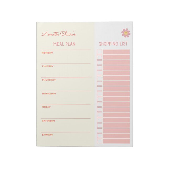 Niedlich-Gelb-Rosa-Mehlplaner und Einkaufsliste Notizblock (Rotiert)