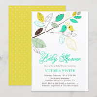 Niedlich Gelb und Aqua Birds Botanische Babydusche