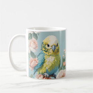 Niedlich Gelb und Blau Budgie Parakeet Bird Kaffeetasse
