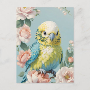 Niedlich Gelb und Blau Budgie Parakeet Bird Postkarte