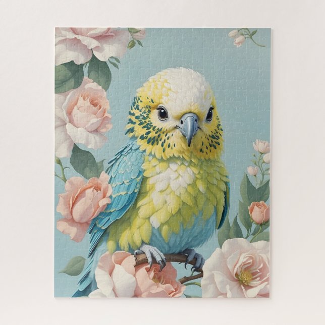 Niedlich Gelb und Blau Budgie Parakeet Bird Puzzle (Vertikal)