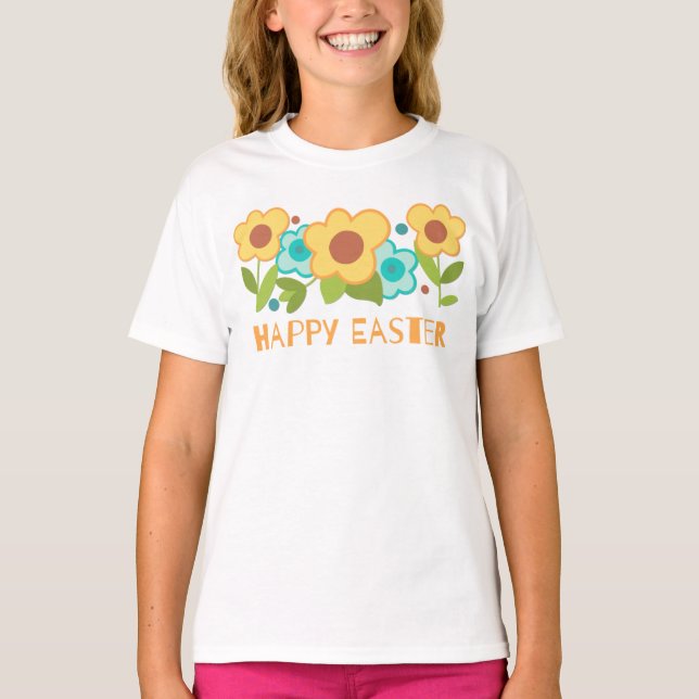 Niedlich Gelb und Blüten Frühlingsfest Ostern T-Shirt (Vorderseite)