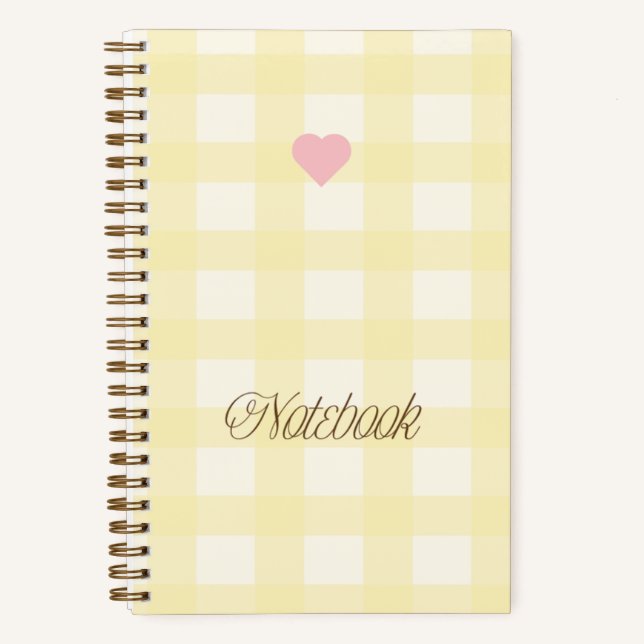 Niedlich Gelb und Weiß Gingham Notizbuch (Vorderseite)