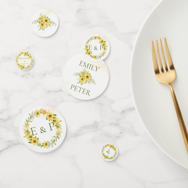 Niedlich-Gelbblütenblütenrunde Hochzeitsfeier Konfetti (Gruppe)