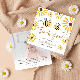 Niedlich Gelbe Biene und Sonnenblumen Erstes Biene Dankeskarte